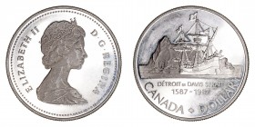 Monedas Extranjeras
Canadá Isabel II
Dólar. AR. 1987. 400 Aniversario del descubrimiento del Estrecho de Davis 1587-1987. 23.38g. KM.154. Mantiene s...