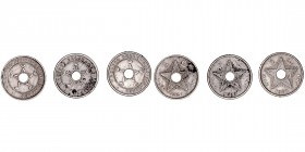 Monedas Extranjeras
Congo Belga Leopoldo II
5 Céntimos. Cuproníquel. Lote de 3 monedas. 1909, 1920 y 1921. KM.12 y 17. MBC a BC.