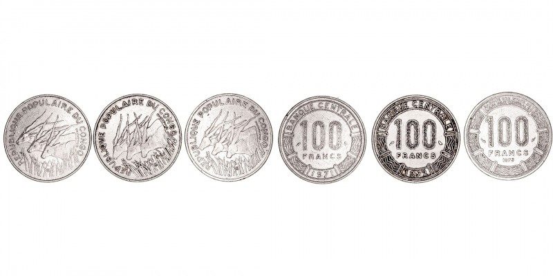 Monedas Extranjeras
Congo
100 Francs. Ni. Lote de 3 monedas. 1971, 1972 y 1975...