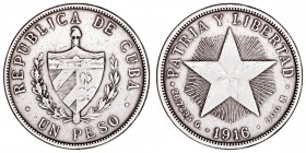 Monedas Extranjeras
Cuba
Peso. AR. 1916. 26.51g. KM.15.2. Suave pátina. (MBC).