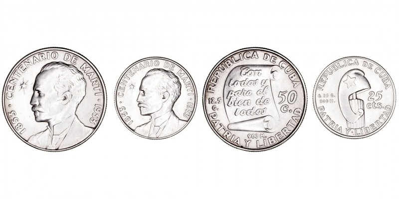 Monedas Extranjeras
Cuba
Lote de 2 monedas. AR. Centenario de Martí. 25 Centav...