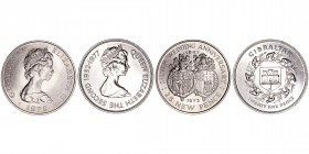 Monedas Extranjeras
Gibraltar Isabel II
25 New Pence. Cuproníquel. Lote de 2 monedas. 1972 y 1977. KM.6 y 10. EBC+.