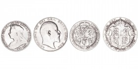 Monedas Extranjeras
Gran Bretaña
Lote de 2 monedas. AR. Florín 1901 y 1/2 Corona 1909. KM.781 y 802. MBC- a BC+.