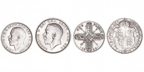 Monedas Extranjeras
Gran Bretaña Jorge V
Lote de 2 monedas. AR. Florín 1914 y 1/2 Corona 1914. KM.817 y 818.1. MBC+ a MBC.