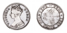 Monedas Extranjeras
Hong Kong Victoria
10 Cents. AR. 1887. 2.72g. KM.6. Ligero golpecito en canto. (EBC+).