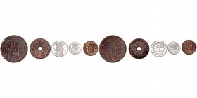 Monedas Extranjeras
India Holandesa
Serie de 5 valores. AR/AE. 1945. 1/2, 1 y 2 1/2 Cents y 1/10 y 1/4 Gulden. KM.314.2, 316/319. EBC+ a MBC.