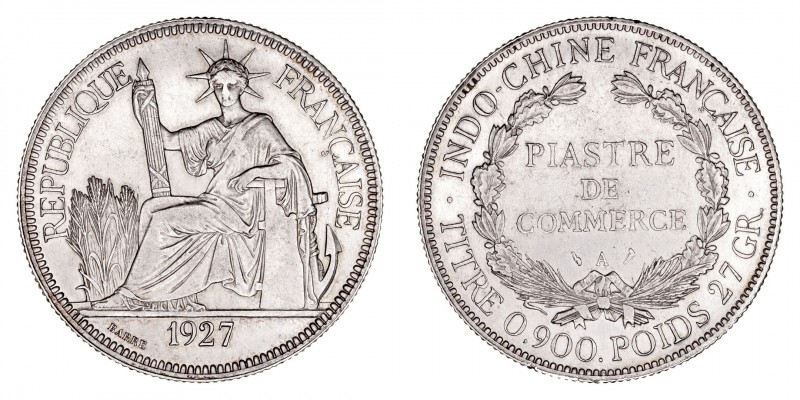 Monedas Extranjeras
Indochina Francesa
Piastra de Comercio. AR. 1927 A. 27.04g...