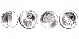 Monedas Extranjeras
Israel
Lote de 2 monedas. AR. 50 Lirot 1978 y 25 Lirot 1976. KM.85 y 92.1. EBC+ a EBC-.