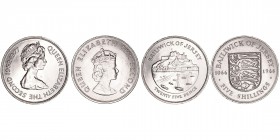 Monedas Extranjeras
Jersey Isabel II
5 Shillings. Cuproníquel. Lote de 2 monedas. 1966 y 1977. KM.28 y 44. EBC+ a EBC-.