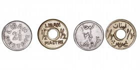 Monedas Extranjeras
Líbano
Lote de 2 monedas. AE/Al. 1/2 Piastra y 2 1/2 Piastras 1941. KM.11 y 13. MBC.
