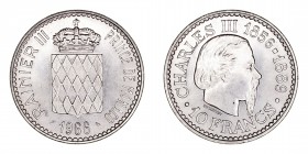 Monedas Extranjeras
Mónaco Rainiero III
10 Francos. AR. 1966. 110 aniversario del Príncipe Carlos III. 25.02g. KM.146. EBC.