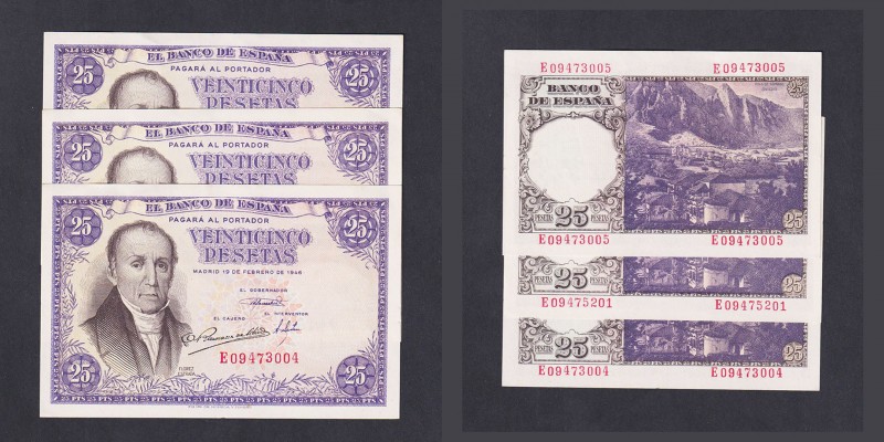 Billetes
Estado Español, Banco de España
25 Pesetas. 19 febrero 1946. Serie E....