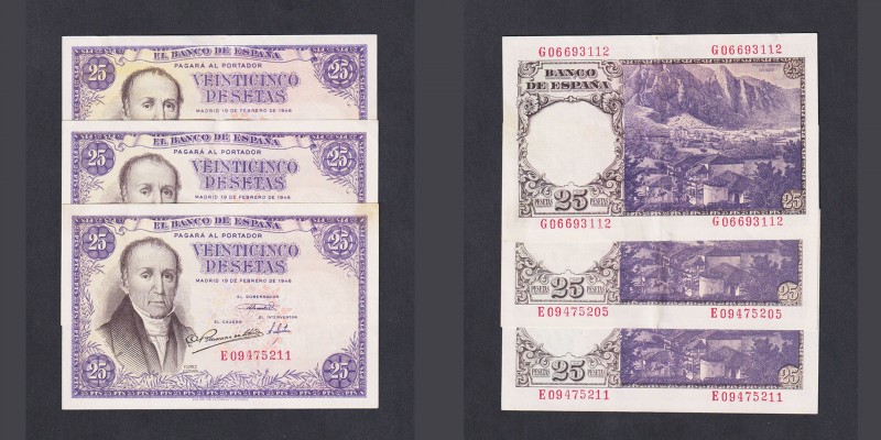 Billetes
Estado Español, Banco de España
25 Pesetas. 19 febrero 1946. Lote de ...