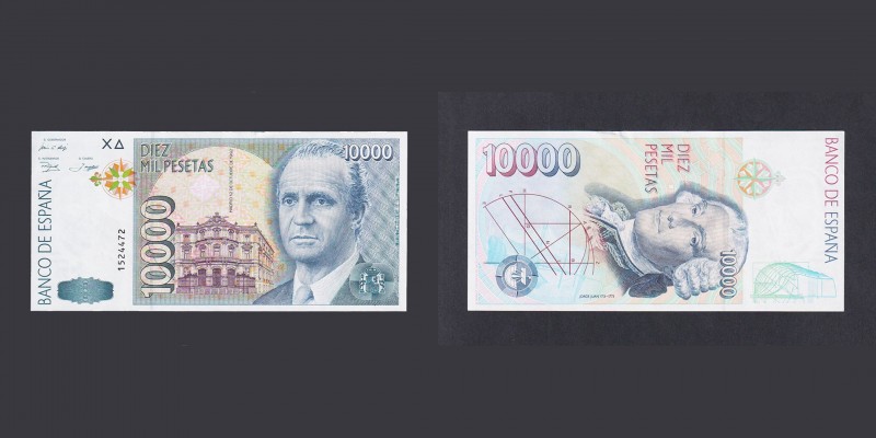 Billetes
Juan Carlos I, Banco de España
10000 Pesetas. 12 octubre 1992. Sin se...