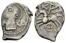 Aedui AR Quinarius, c. 80-50 BC, Kaletedou 

Celtic, Central Europe. Aedui. AR Quinarius (12-13 mm, 1.83 g), c. 80-50 BC. "Kaletedou"-Type.
 Obv. H...