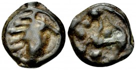 Senones AE Cast Potin, rare variety 

Celtic Gaul. Senones. AE Cast Potin (18-19 mm, 5.07 g), c. 1st Century BC.
Obv. Head with six locks of hair r...