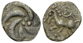 Vindelici, AR Büschelquinar, 2nd-1st Century BC 

Celtic Germany. Vindelici. AR Büschelquinar (12-15 mm, 1.48 g), 2nd-1st Century BC.
Obv. Whirl.
...