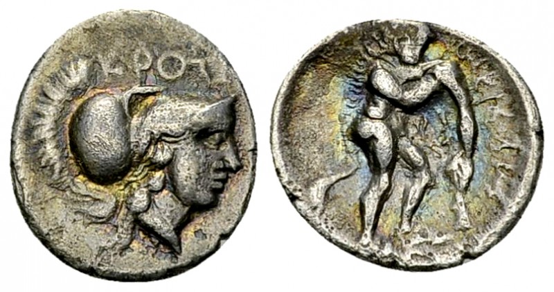 Kroton AR Diobol, c. 300-250 BC 

Bruttium, Kroton. AR Diobol (12-13 mm, 1.14 ...