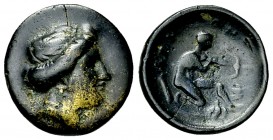 Lamia AE Chalkous, first half of the 4th century BC 

Thessaly, Lamia. AE Chalkous (15 mm, 1.95 g), first half of the 4th century BC.
Obv. Head of ...