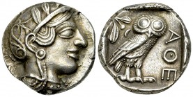 Athens AR Tetradrachm, c. 420s-404 BC 

Attica, Athens. AR Tetradrachm (24-25 mm, 17.12 g), c. 420s-404 BC.
Tetradrachm.
Obv. Head of Athena to ri...