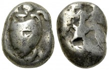 Aegina AR Stater, c. 525-475 BC 

Aegina, Island off Attica. AR Stater (15-19 mm, 12.25 g), c. 525-475 BC. Obv. Sea turtle.
Rev. Square incuse with...