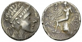Antiochos III AR Drachm 

Seleukid Kings of Syria. Antiochos III (223-187). AR drachm (17 mm, 4.08 g).
Obv. Diademed head to right.
Rev. BAΣIΛEΩΣ ...