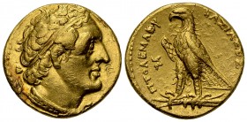 Ptolemaios II Philadelphos AV Trichryson 

Ptolemaic Kings of Egypt. Ptolemaios II Philadelphos (285-246 BC). AV Trichryson (or Pentadrachm) (22 mm,...
