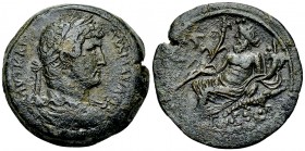 Hadrianus AE Drachm, Nilus reverse 

Hadrianus (117-138 AD). AE Drachm (34-35 mm, 26.22 g), Alexandria, Egypt, Year 16 = 131/2 AD.
 Obv. AVT KAI TP...