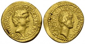 Marcus Antonius with Octavianus Aureus, RRR

Marcus Antonius. Aureus (20-21 mm, 7.77 g), mint moving with M. Antonius (Ephesus ?), Spring-Summer 42....