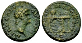 Nero AE Semis, 64 AD 

Nero (54-68). AE Semis (17 mm, 4.14 g), Rome, AD 64.
Obv. NERO CAES AVG IMP, Laureate head to right.
Rev. CERT QVINQ ROM CO...