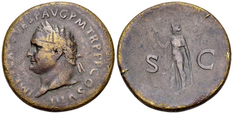 Titus AE Sestertius, Spes reverse 

Titus (79-81 AD). AE Sestertius (34 mm, 24...