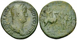 Hadrianus AE Sestertius, Exercitus Mauretanicus reverse 

Hadrianus (117-138 AD). AE Sestertius (32-33 mm, 23.12 g), Rome mint, AD 134-138.
Obv. HA...