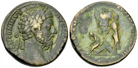Marcus Aurelius AE Sestertius, German victory reverse 

Marcus Aurelius (161-180 AE). AE Sestertius (30 mm, 25.18 g), Rome, AD 172-173.
Obv. M ANTO...
