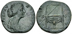 Diva Faustina II AE Sestertius, Throne reverse 

Marcus Aurelius (161-180 AD) for Diva Faustina II. AE Sestertius (30-32 mm, 27.40 g), Rome, c. 176-...