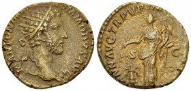 Commodus AE Dupondius, Annona reverse 

Commodus (177-192 AD). AE Dupondius (23-24 mm, 10.40 g), Rome, 
Obv. M ANTONINVS COMMODVS AVG, Radiate head...