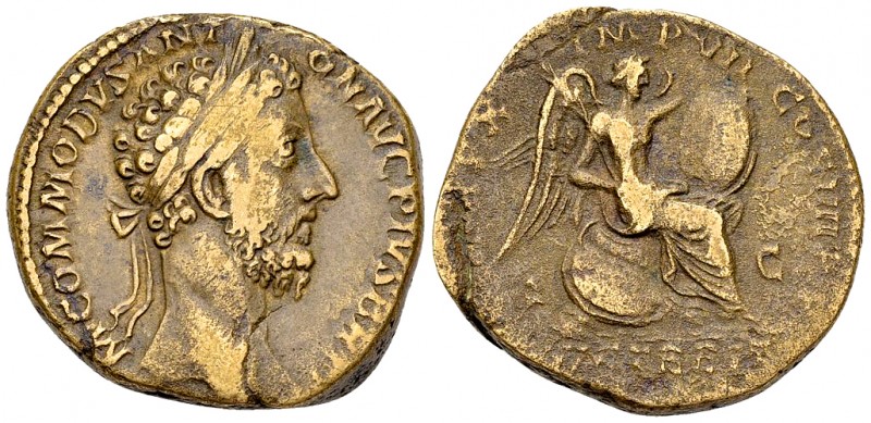 Commodus AE Sestertius, British victory issue 

Commodus (177-192 AE). AE Sest...