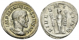 Maximinus I Thrax AR Denarius, Fides reverse 

Maximinus I Thrax (235-238 AD). AR Denarius (19-20 mm, 2.55 g), Rome, 235/236.
 Obv. IMP MAXIMINVS P...