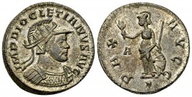 Diocletianus Silvered AE Antoninianus, Pax reverse 

Diocletianus (284-305 AD). Silvered AE Antoninianus (22 mm, 5.60 g). Lugdunum, AD 293.
Obv. IM...