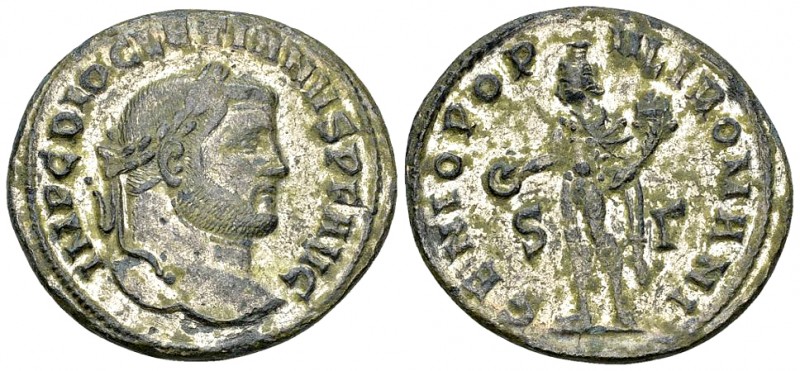 Diocletianus silvered AE Nummus, Siscia 

Diocletianus (284-305 AD). Silvered ...