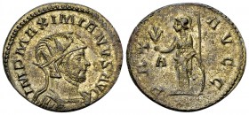 Maximianus Herculius Silvered AE Antoninianus, Pax reverse 

Maximianus Herculius (286-305 AD). Silvered AE Antoninianus (21-23 mm, 3.88 g). Lugdunu...
