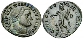 Maximianus Herculius AE Nummus, Lugdunum 

Maximianus Herculius (286-305 AD). AE Nummus (24-27 mm, 7.07 g), Lugdunum, c. 301-303 AD.
 Obv. IMP MAXI...