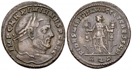 Maximianus Herculius AE Nummus, Aquileia 

Maximianus I Herculius (305-307 AD). AE Nummus (27-29 mm, 9.13 g), Aquileia, 305/306.
 Obv. IMP C MAXIMI...