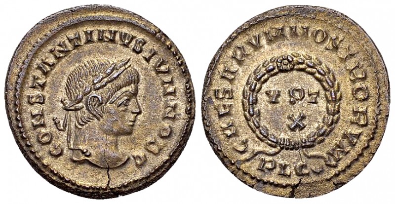 Constantinus II AE Nummus, Vota reverse 

Constantine I (306-337 AD) for Const...