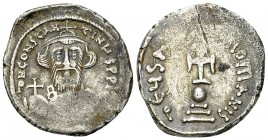 Constans II AR Hexagram 

Constans II (641-678 AD). AR Hexagram (22-23 mm, 6.56 g), Constantinopolis, 647-651 AD.
Obv. d N CONStAN – tINYS P P AV, ...