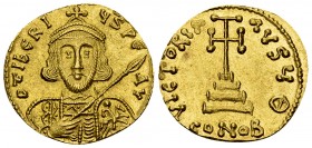 Tiberius III Apsimar AV Solidus, Constantinople 

Tiberius III Apsimar (698-705 AD). AV Solidus (19-20 mm, 4.47 g), Constantinople.
 Obv. D TIbERIV...