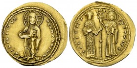 Theodora AV Histamenon 

Theodora (1055-1056 AD). AV Histamenon (23-24 mm, 4.34 g).
Obv. +IhS XIS RЄX RЄGNANTIҺm, Christ, nimbate, standing facing,...