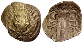 Andronikos II, with Andronikos III, AV Hyperperon 

Andronikos II (1282-1328 AD), with Andronikos III. AV Hyperperon (21-24 mm, 3.15 g), Constantino...