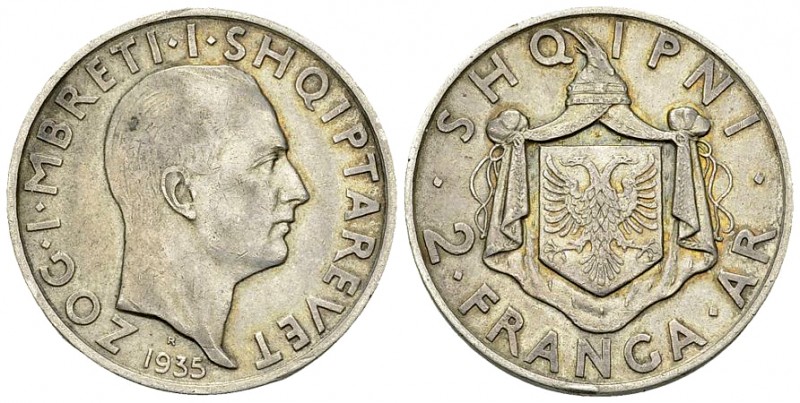 Albania AR 2 Franga Ari 1935 R, Rome 

Albania. Zogu I. AR 2 Franga Ari 1935 R...