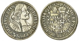 Olmütz AR 3 Kreuzer 1670 

RDR. Olmütz. Karl von Liechtenstein (1664-1695). AR 3 Kreuzer 1670 (22 mm, 1.52 g).
KM 227.

Hübsche Patina. Vorzüglic...