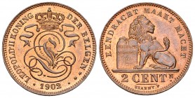 Belgique, AE 2 Centimes 1902 

Belgique. Léopold II. AE 2 Centimes 1902 (3.99 g).
KM 36.

FDC.